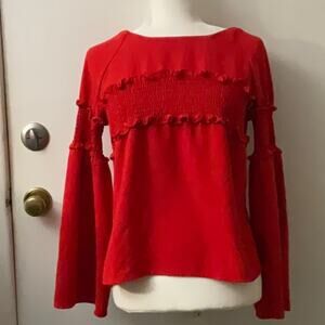 Amaryllis Red Bell Sleeve Top S Coquette Girl French Girl Boho Renaissance Party